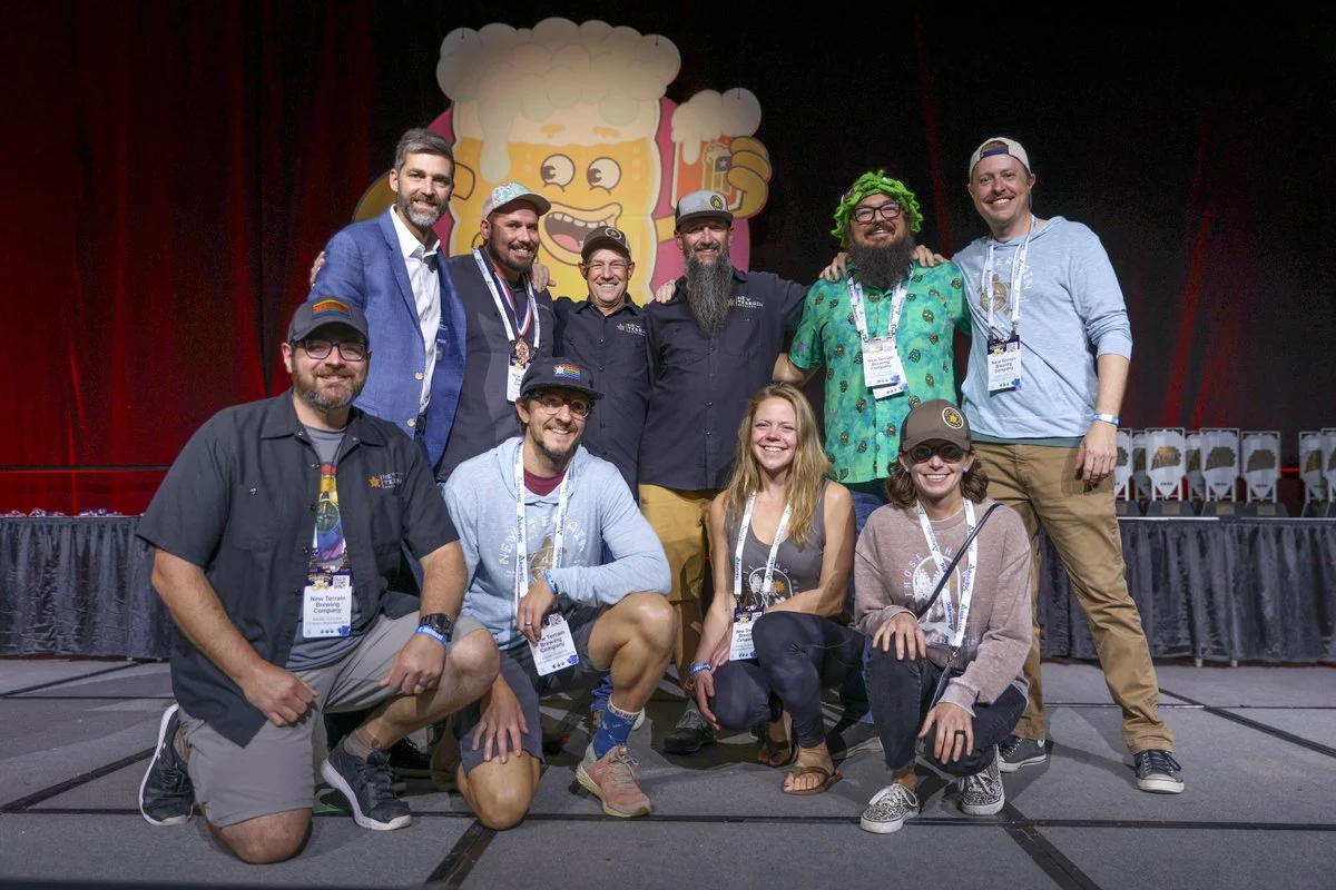 Our brewing team accepting an award on stage in 2025.
